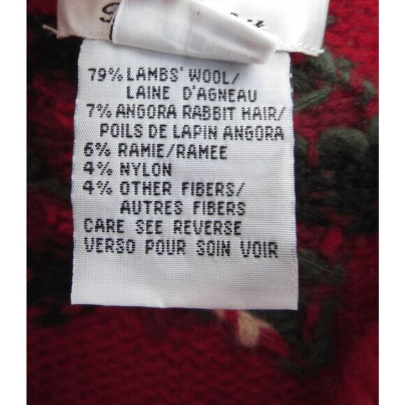 Vintage Talbots Christmas Tree Hand Knit Button Cardigan Lambs Wool Womens L - Picture 5 of 6